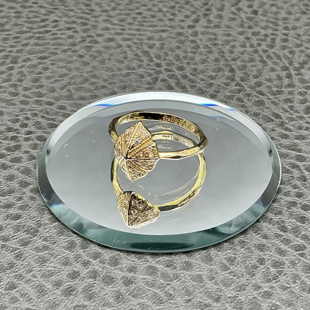 Stella & Dot Ring Size 8 Gold Tone Cubic Zirconia White Stone Womens Fashion
